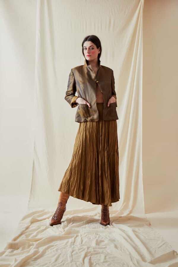 Festive Flared Mid-Length Skirt LIPSI Gold-Bronze - 4