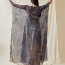 Hand Printed Silk Chiffon Kaftan Coat OLYMPE Blue - 3
