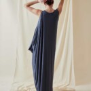 Loose and long viscose knit dress ATHENA Gray-Indigo - 4