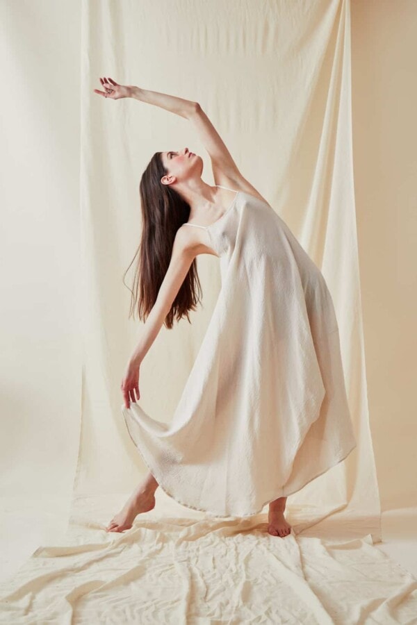 Loose organic cotton dress CALA White - 1