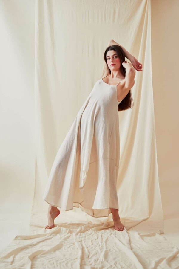 Loose organic cotton dress CALA White - 2