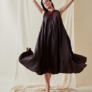 Robe longue boheme evasee en viscose RHODES Marron-Chocolat - 2