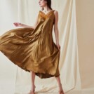 Robe longue boheme evasee en viscose RHODES Or - 2