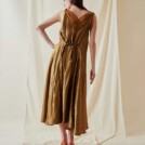 Robe longue boheme evasee en viscose RHODES Or - 3