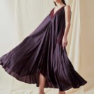Robe longue evasee RIAMA Prune - 2