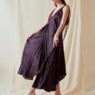 Robe longue evasee RIAMA Prune - 3