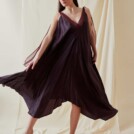 Robe longue evasee RIAMA Prune - 4