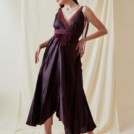 Robe longue evasee RIAMA Prune - 5