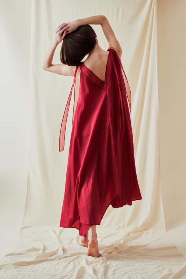 Long flared dress RIAMA Red - 3