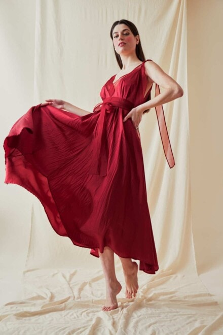 Long flared dress RIAMA Red - 4