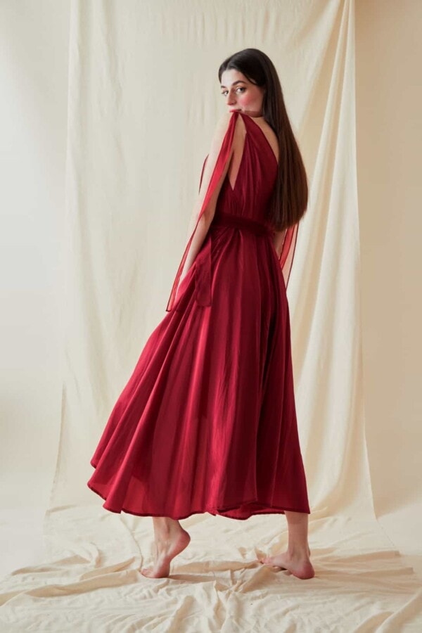 Long flared dress RIAMA Red - 5