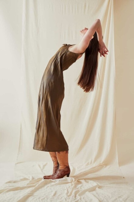 Mid-length viscose slip dress DIA Bronze - 2