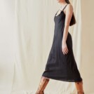 Robe nuisette en viscose mi-longue DIA Noire - 1