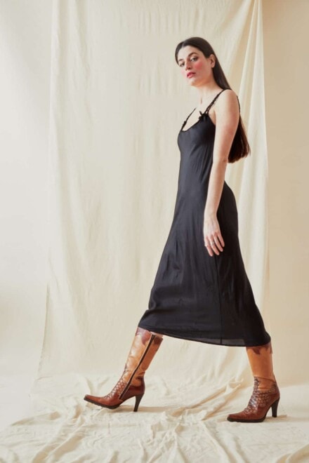 Mid-length viscose slip dress DIA Black - 1