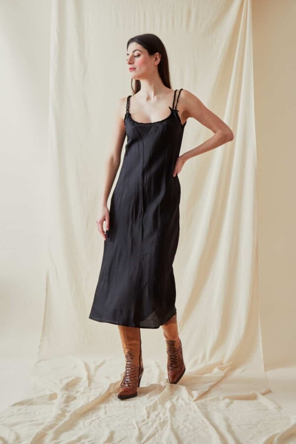 Mid-length viscose slip dress DIA Black - 2