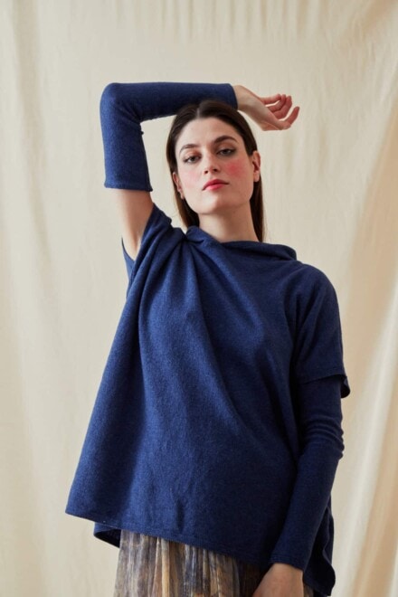 Sweat-shirt a capuche en laine IBIZA Bleu-Jeans - 2