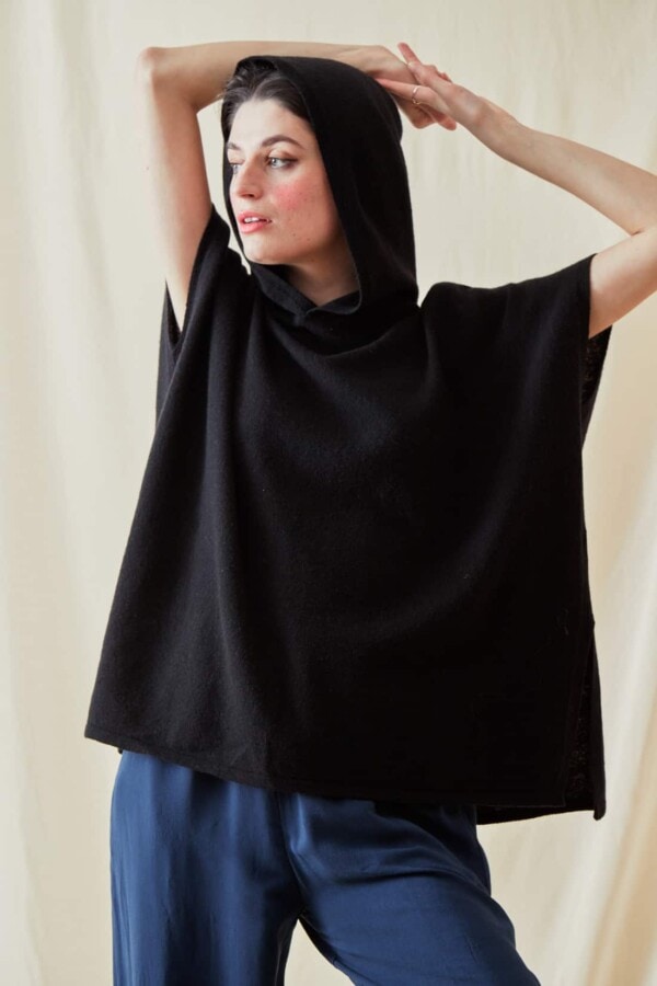 Sweat-shirt a capuche en laine IBIZA Noir - 1