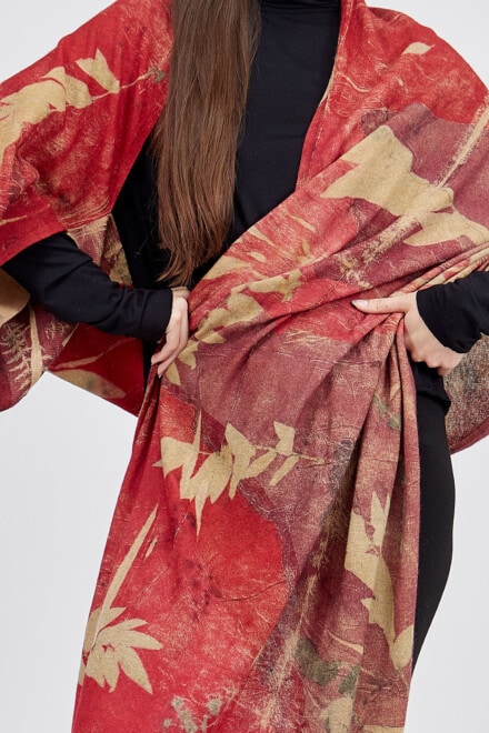 Large modular hand-printed shawl VIGNE 6