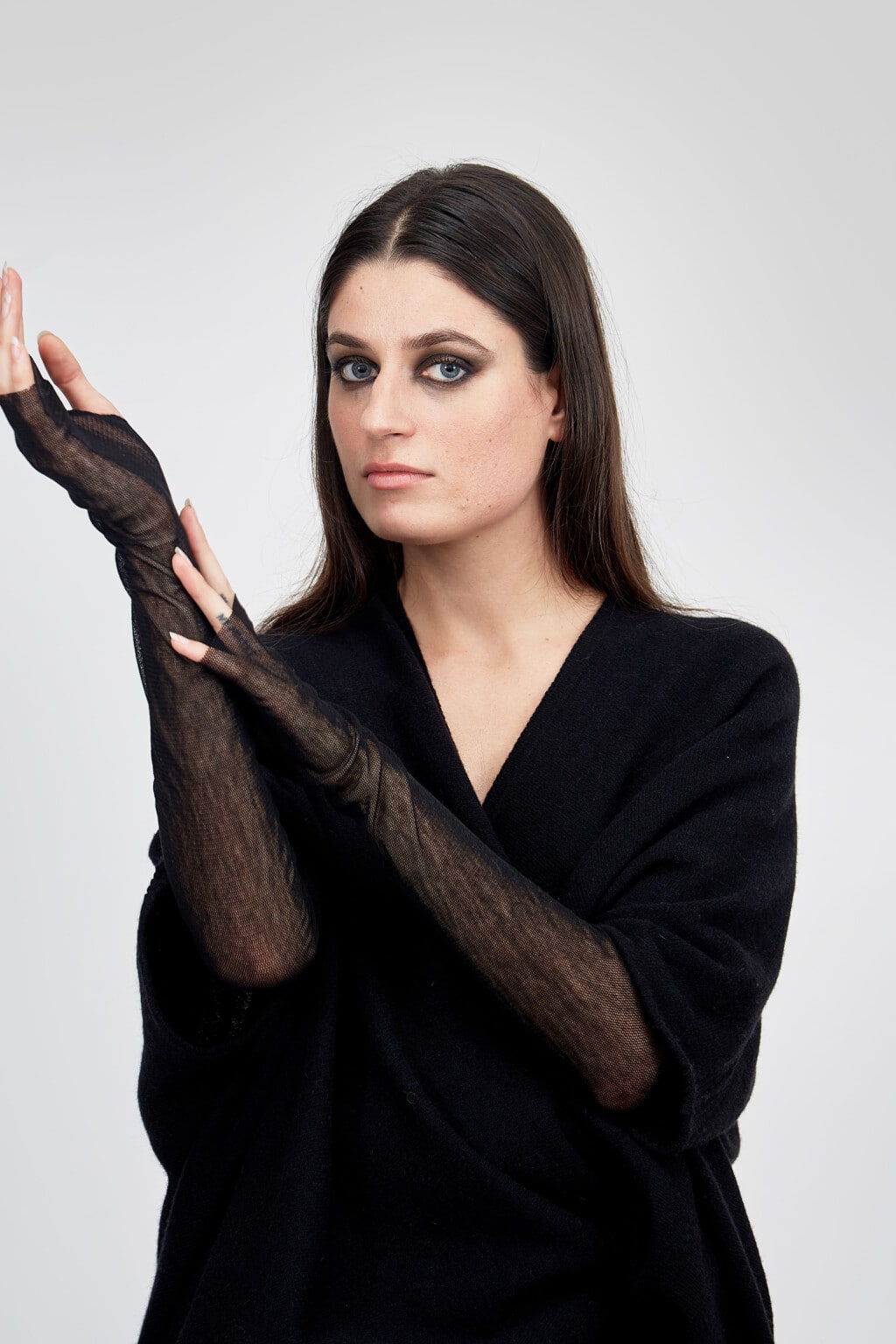 Mitaines Longues En Résille Noire Pour Femme - Accessoire Cosplay, Soirée Années 80-90, Halloween - 12