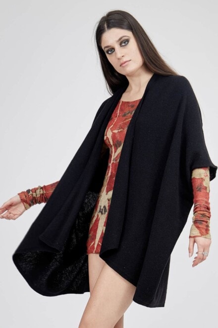 Large and fluid wool knit jacket LADY Black 6