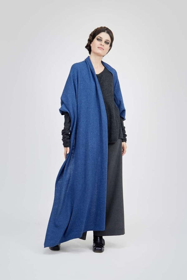 Large modular wool shawl Blue Jeans TATRY 1