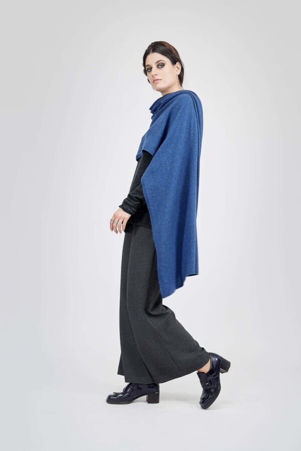 Large modular wool shawl Blue Jeans TATRY 3