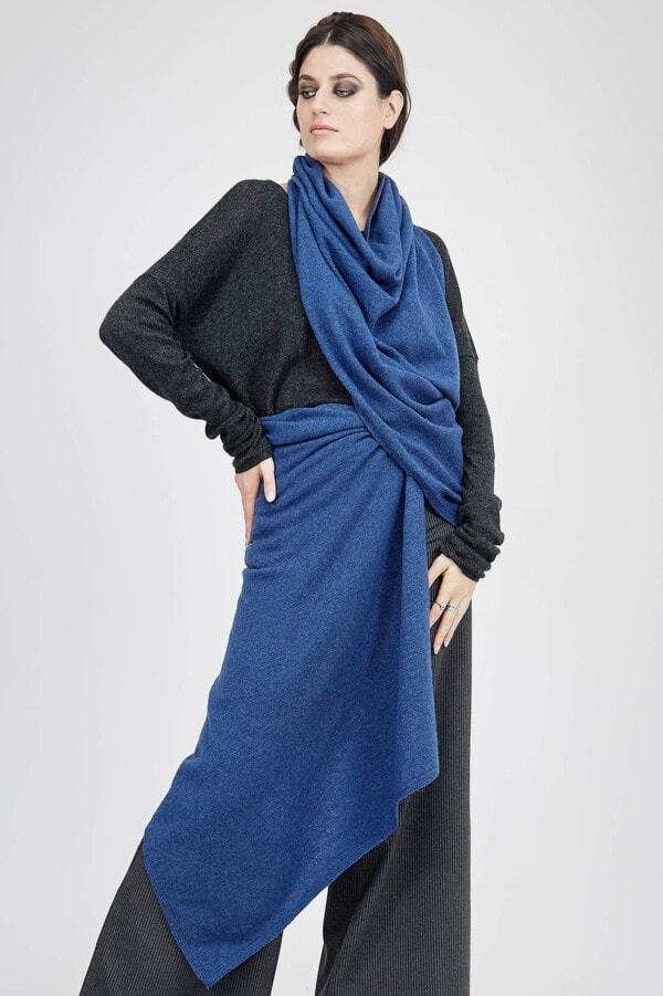 Large modular wool shawl Blue Jeans TATRY 5