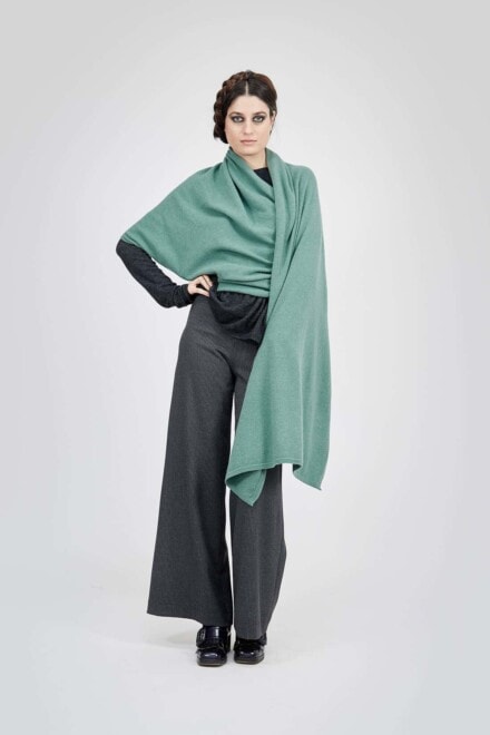 Large modular shawl in Mente Green wool TATRY 5