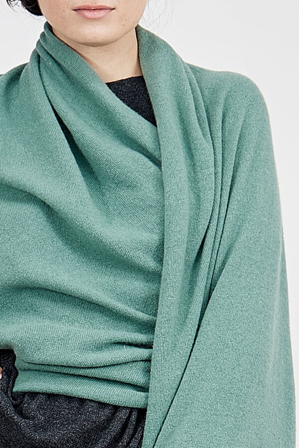 Large modular shawl in Mente Green wool TATRY 7