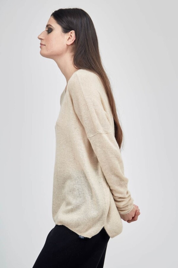 Creme large fine cashmere sweater COALA 3