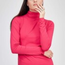 Col roule fin en-maille de viscose WONDER Fuschia 6