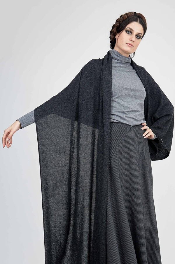 Large modular shawl in cashmere COCON Anthracite Gray 5