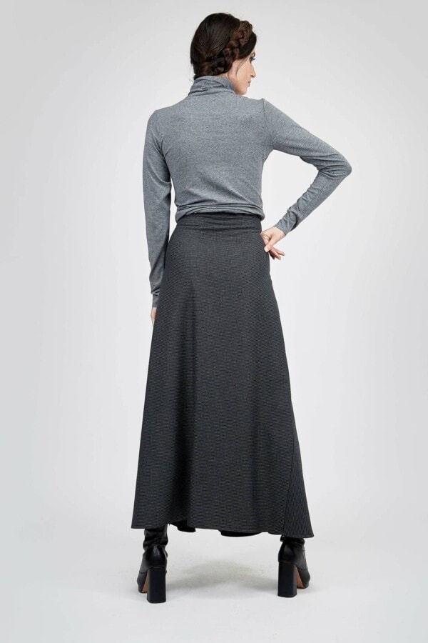 Long Gray flared skirt TEXAS 5