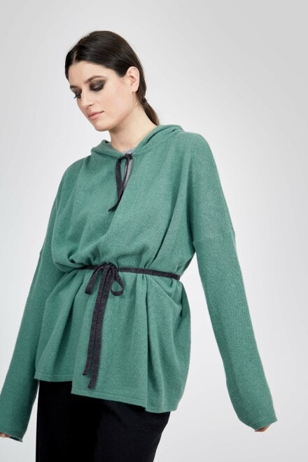 Hooded wool jacket LYON Mint Green 2 -1
