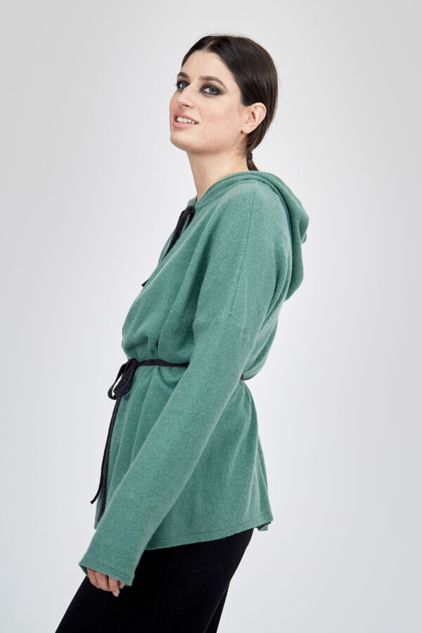 Hooded wool jacket LYON Mint Green 3 -1