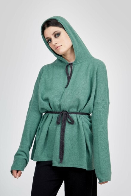 Hooded wool jacket LYON Mint Green 5 -1