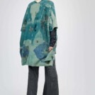 Veste kimono imprimee a la main en maille de laine ISADORA Vert 5