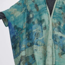 Veste kimono imprimee a la main en maille de laine ISADORA Vert 8