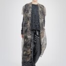 Gilet long habillet en organza de soie imprime a la main OSAKA 3