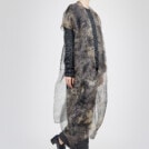 Gilet long habillet en organza de soie imprime a la main OSAKA 4