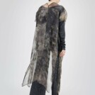 Gilet long habillet en organza de soie imprime a la main OSAKA 5