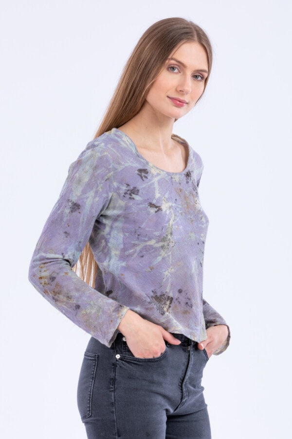 Move long-sleeved organic cotton eco-print T-shirt FANY 2