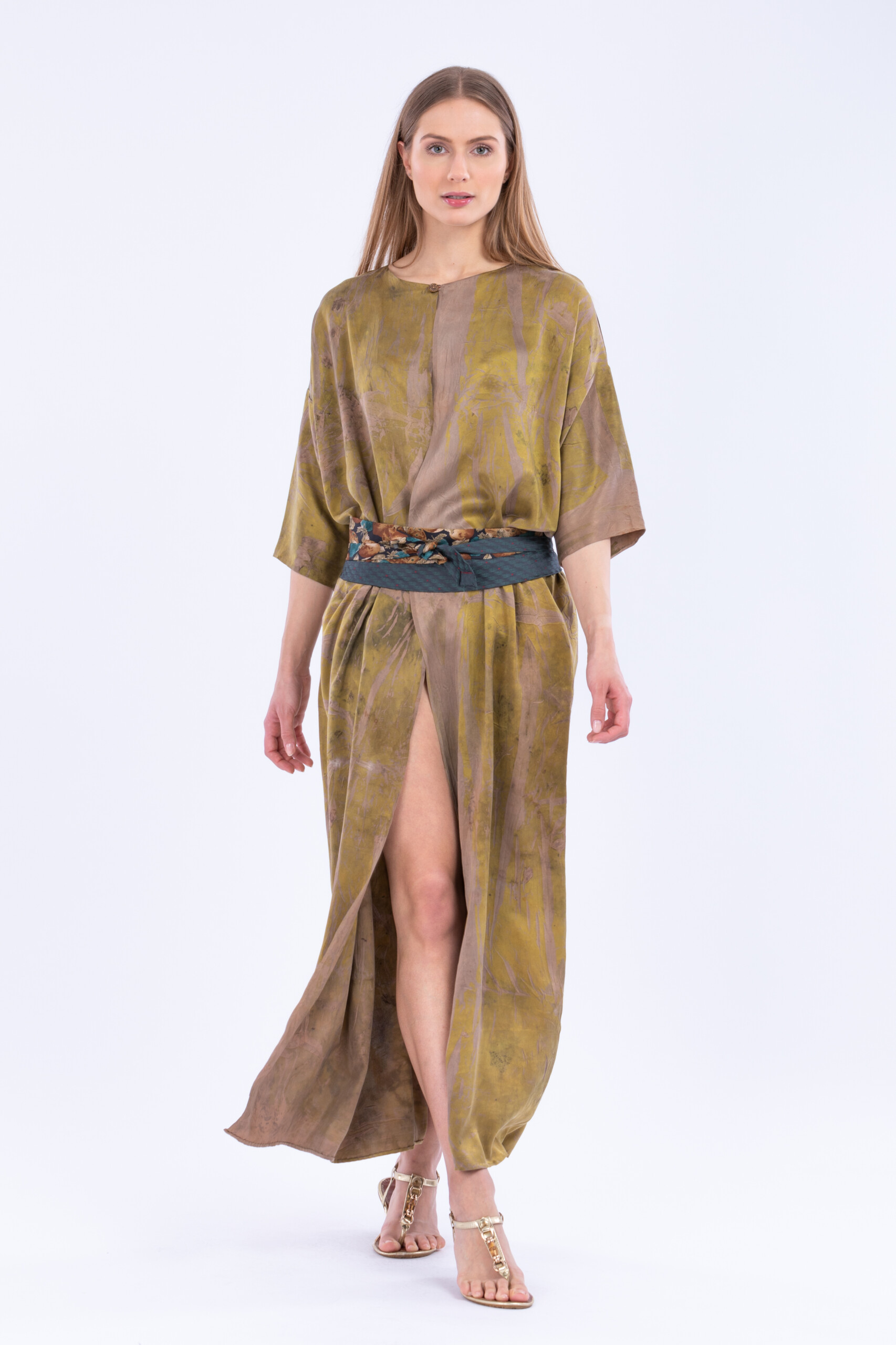 Silk kimono ASKA eco-print MING Boutique - satin