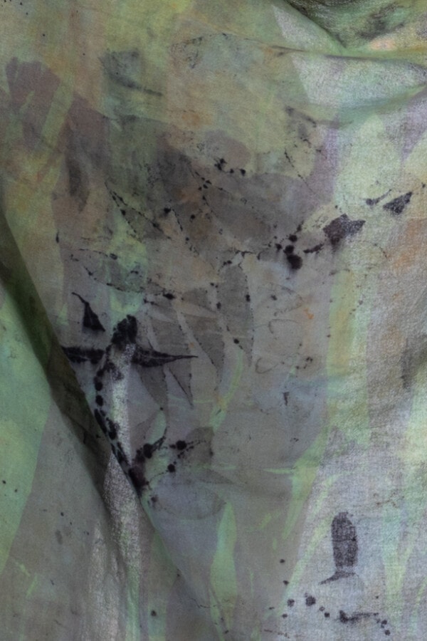 Pareo plage en coton vert eco-print CORFU 6