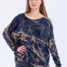 Blue Eco-printed cashmere sweater IRIS 2
