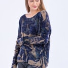 Blue Eco-printed cashmere sweater IRIS 3