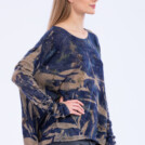 Blue Eco-printed cashmere sweater IRIS 4