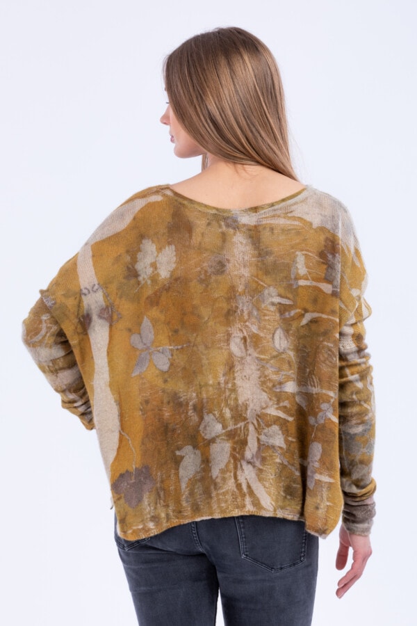 Gold Eco-printed cashmere sweater IRIS 4