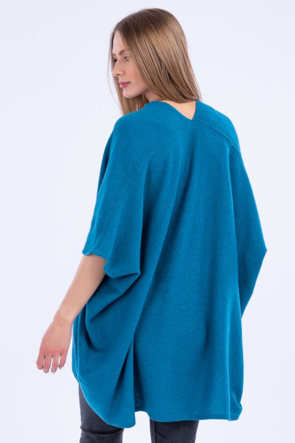 veste large en laine bleu-canard LADY 5
