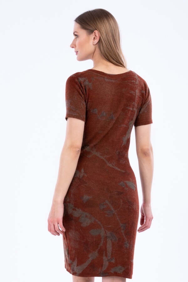 Brown eco-print wool dress SYLVIA 3